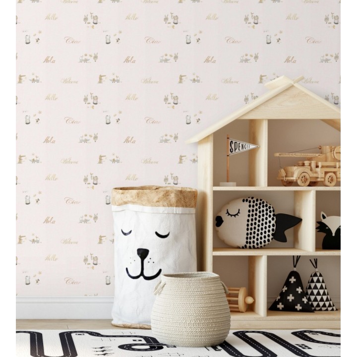 Papel pintado de de letras y animalitos - Mildred 128859