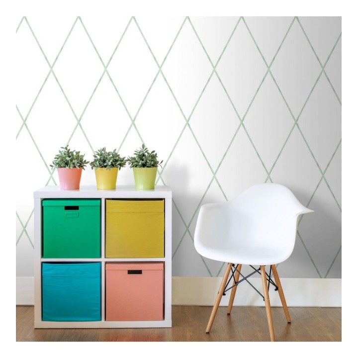 Papel pintado rombos grandes color verde - Rommel 128870
