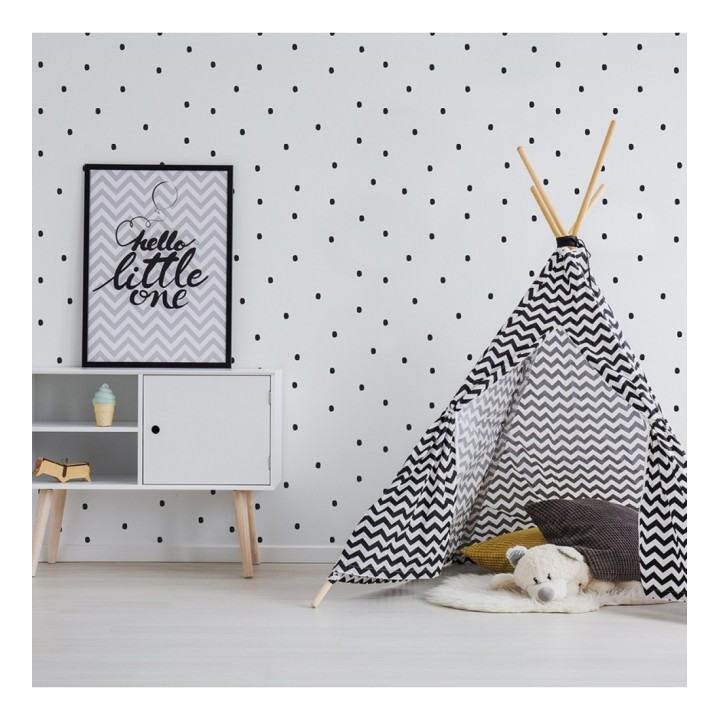 Papel pintado de puntitos negro y blanco - Letzy Dots 128874