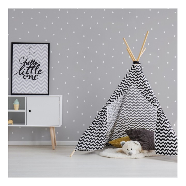 Papel pintado de puntitos blanco fondo gris - Letzy Dots 128877