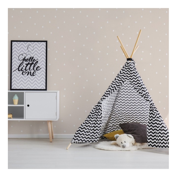 Papel pintado de puntitos blanco fondo beige - Letzy Dots 128878